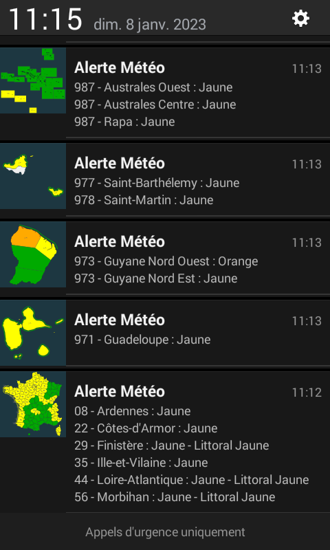 notification - Alerte Météo - Android